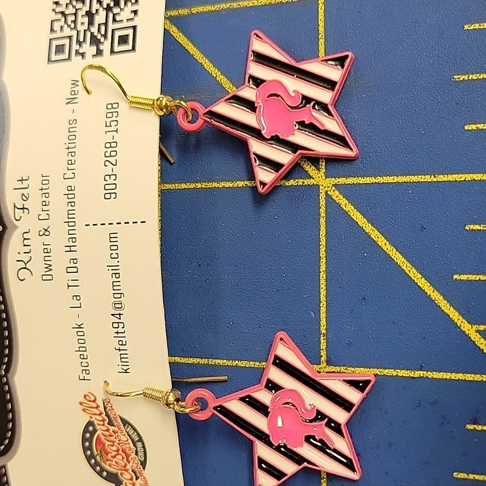 Barbie Dangle Star Earrings Pink